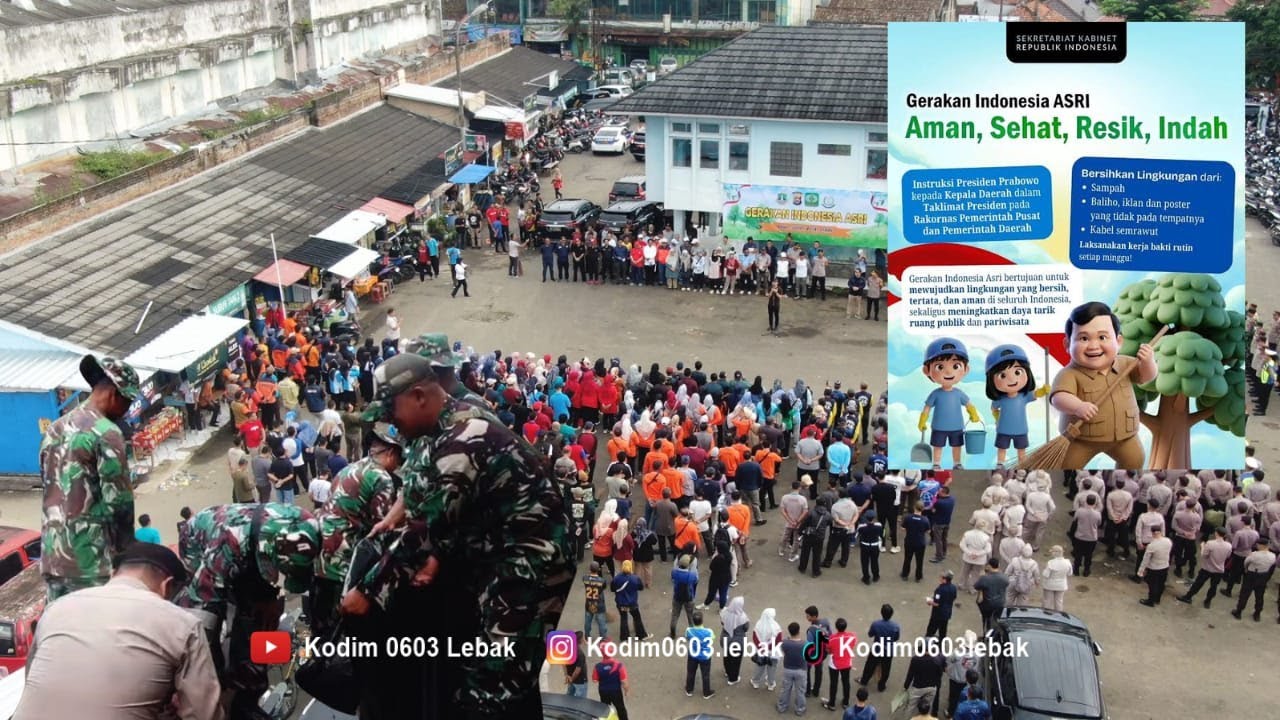 Gerakan Indonesia ASRI: Kodim 0603/Lebak dan Forkopimda Gelar Aksi Bersih Lingkungan
