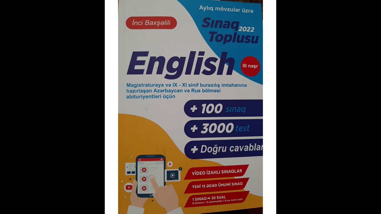 Ingilis dili Aylıq mövzular üzrə Sınaq toplusu cavabları 2022 (III nəşr)