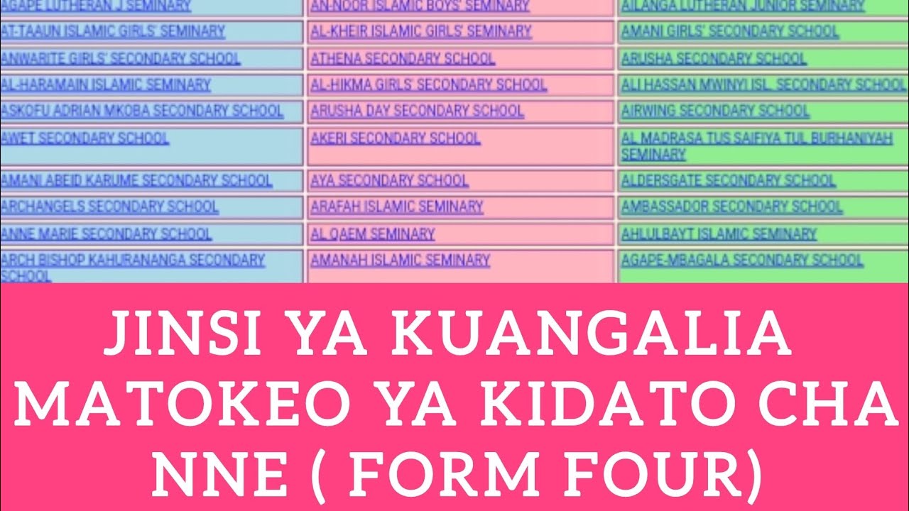 Jinsi Ya Kuangalia Matokeo Ya Kidato Cha Nne (Form Four) 2024.