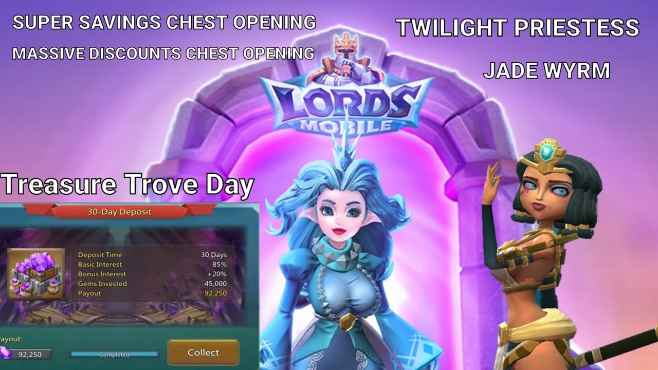 Lords Mobile ~ Massive Discounts, Super Savings Twilight Priestess and Jade Wyrm Pacts Chest Opening