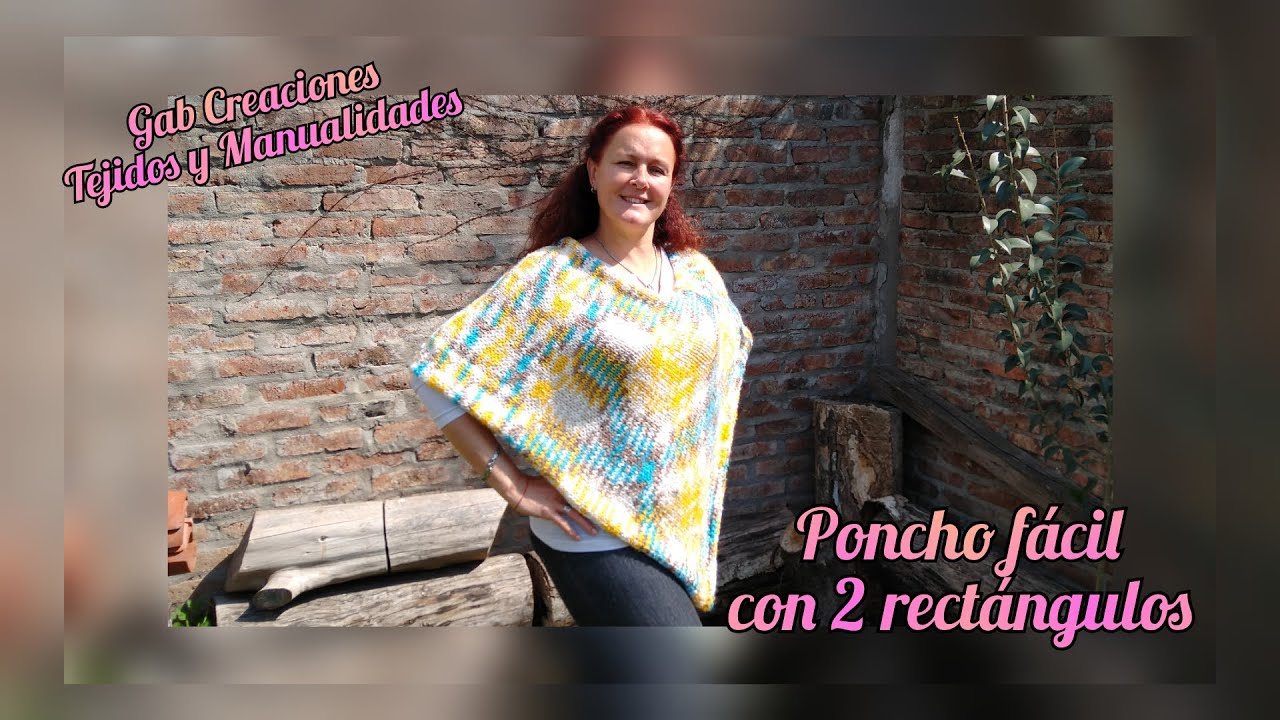 Capa o Poncho fácil de armar con 2 rectángulos Cómo hacerlo.? Paso a paso a 2 agujas.