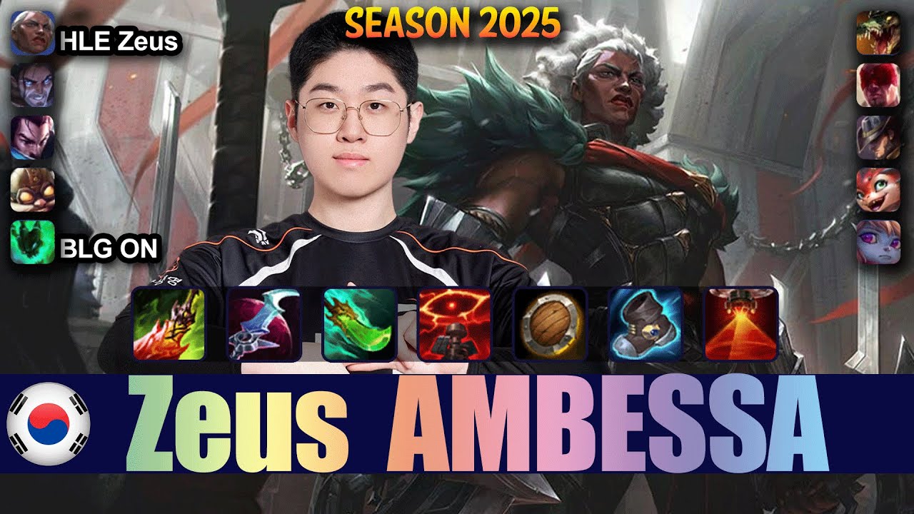 HLE Zeus AMBESSA vs RENEKTON Top - Patch 25.16 KR Ranked | lolrec