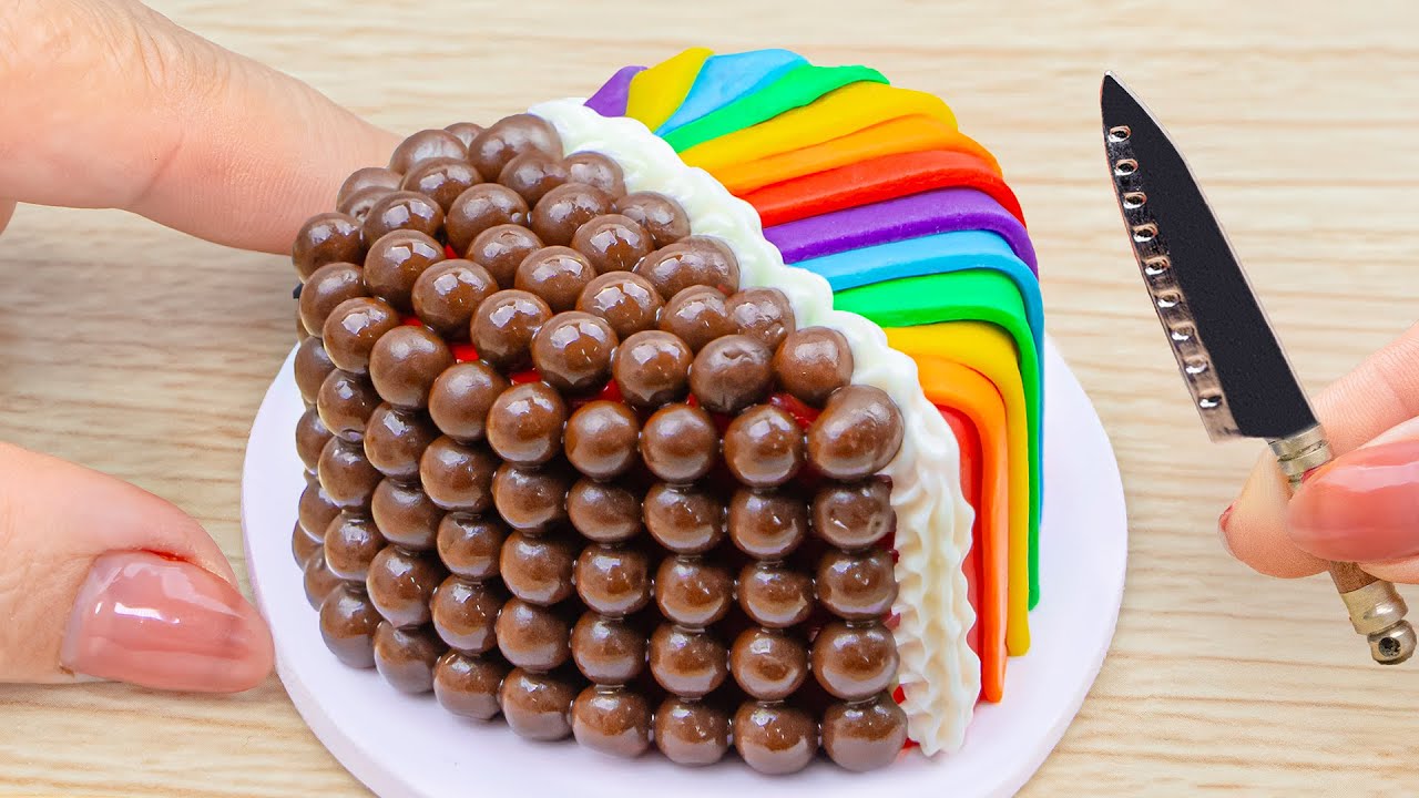 Delicious Rainbow Cake Recipe With Chocolate 🍰 Satisfying Mini Chocolate Cake Recipe