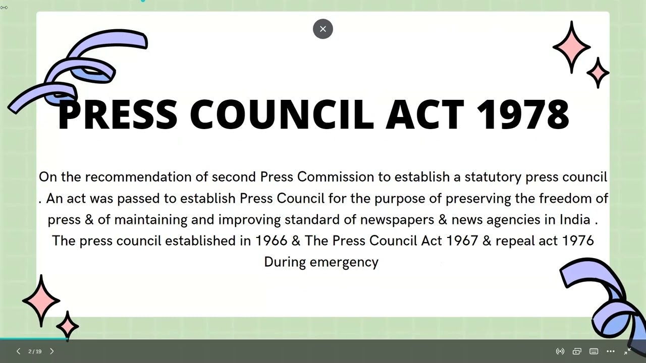 The Press Council Act 1978 l BA-LLB IV TH SEM I