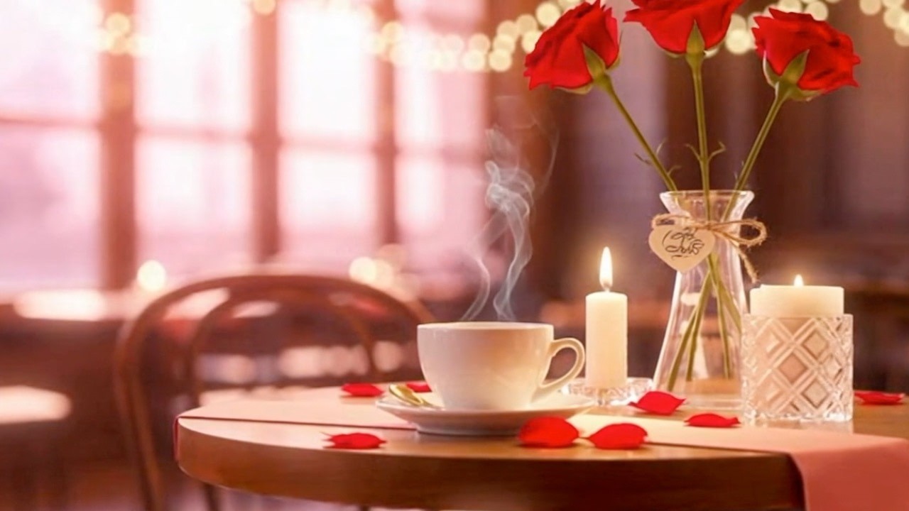 Cozy Cafe ☕️ with Smooth Jazz 🎵 and warm Valentines Ambience. ❤️ 