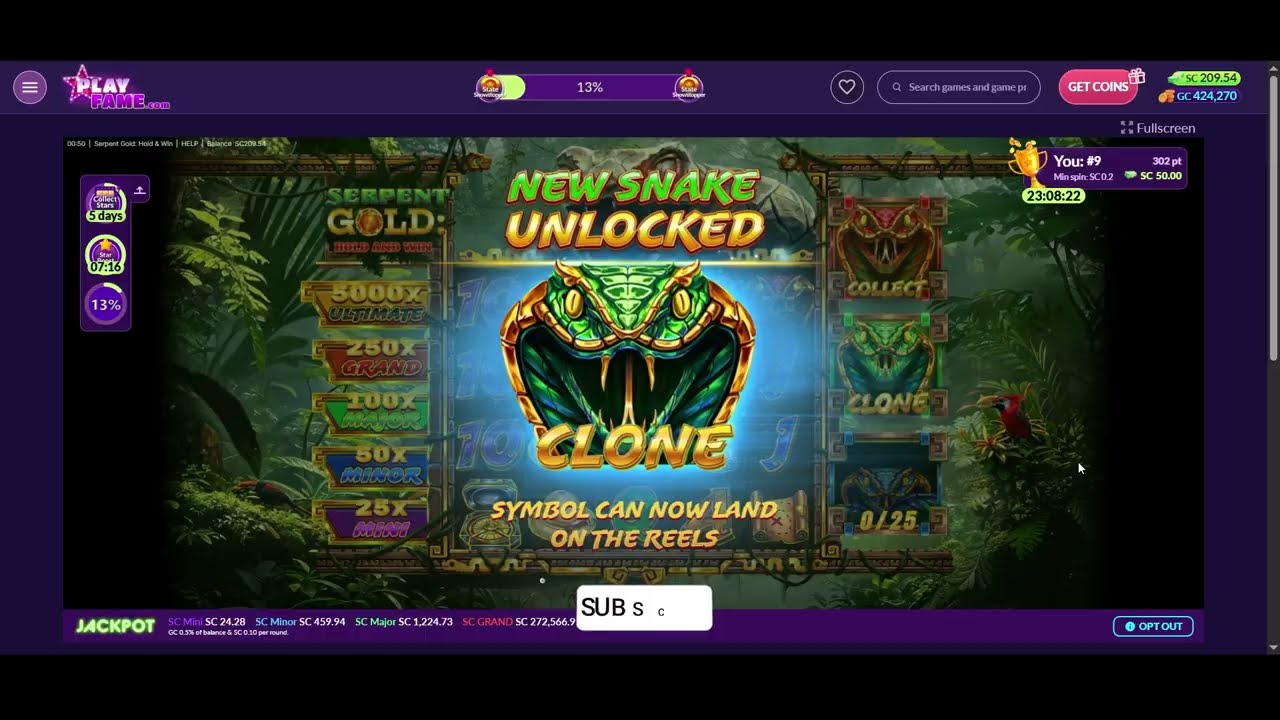 Serpent Gold Hold and Win Massive Slot Bonus | Pragmatic Play Alternatives | PlayFame