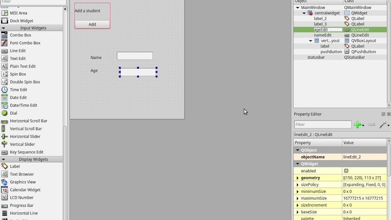 Using layouts in QT5 designer - OCR GCE Computer Science