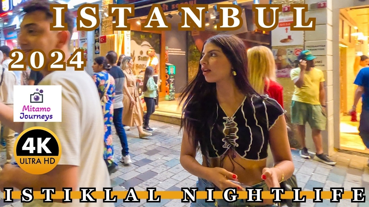Istanbul Istiklal Street Nightlife 4K Walking Tour | Taksim Square, Cafes & Bars | September 2024