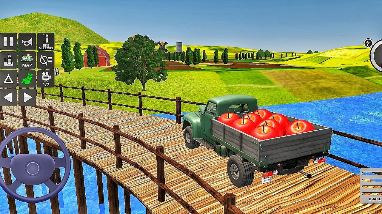 Apple Carry Truck 🚛🍎 Dangerous Wooden Bridge Crossing | Realistic Car Game Gameplay Hindi