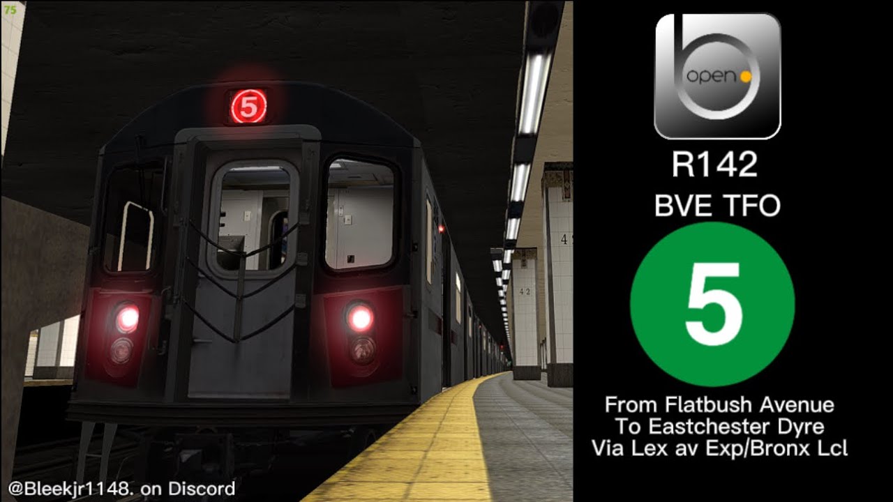 OpenBVE TFO Showcase v2: R142 5 train from Flatbush Avenue To Eastchester Dyre Avenue (Bronx Local)
