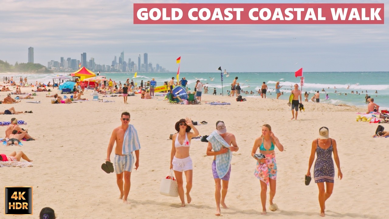 [4k HDR] BURLEIGH BEACH WALK 🇦🇺 Ed Hardy Park to Burleigh Hill | Summer Sunday