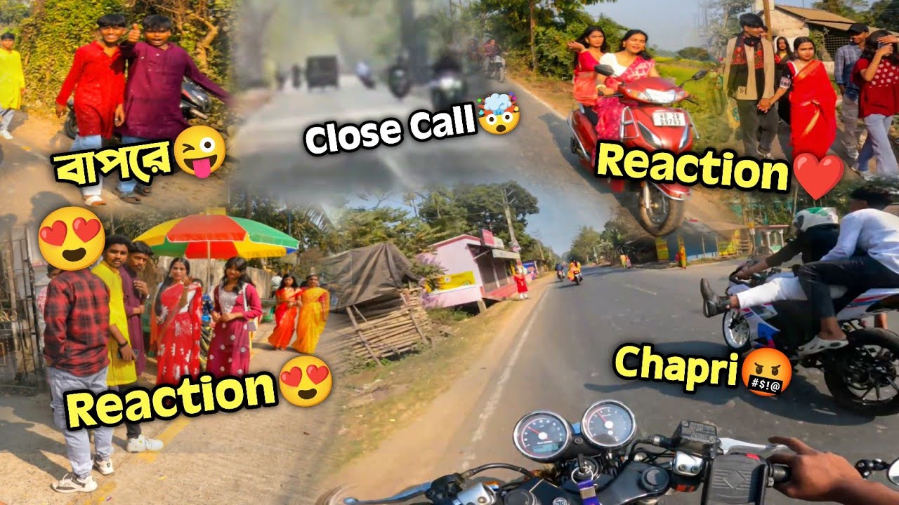 Saraswati Puja Reaction😍 Chapri Rider এর সাথে Race🤬 Close Call🤯