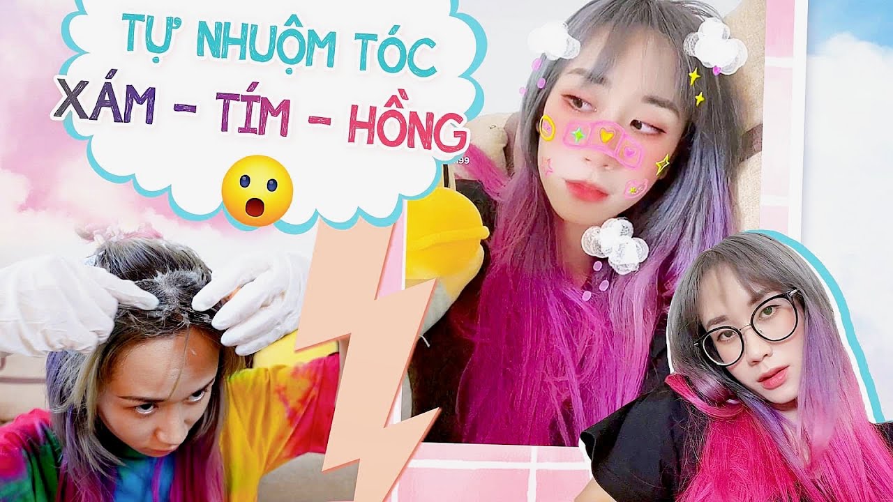 NHUỘM TÓC XÁM-TÍM-HỒNG TẠI NHÀ 😲 TỰ LÀM KHÓ BẢN THÂN 😂 HƯƠNG WITCH