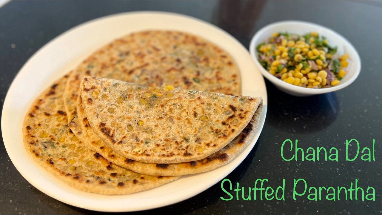 Chana Dal Palak Stuffed Paratha | Split Chickpea Spinach Stuffed Flatbread | Protein Rich |