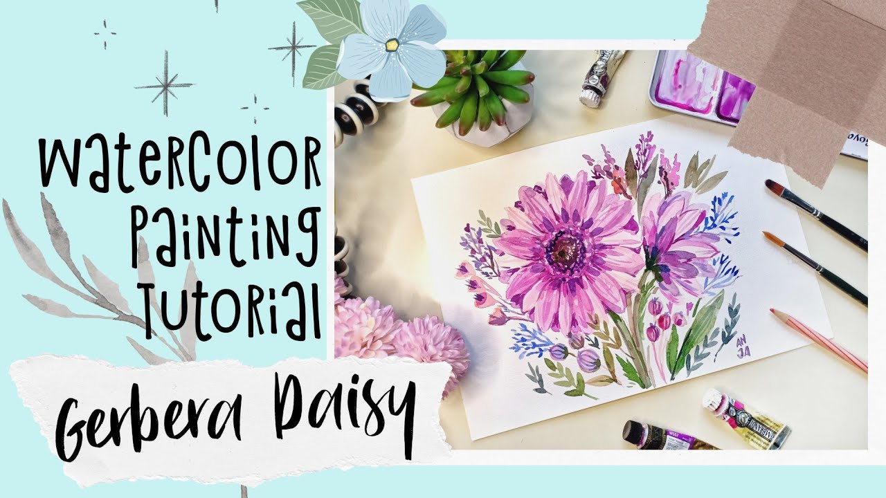 Gerbera Daisy Florals - Watercolor Tutorial
