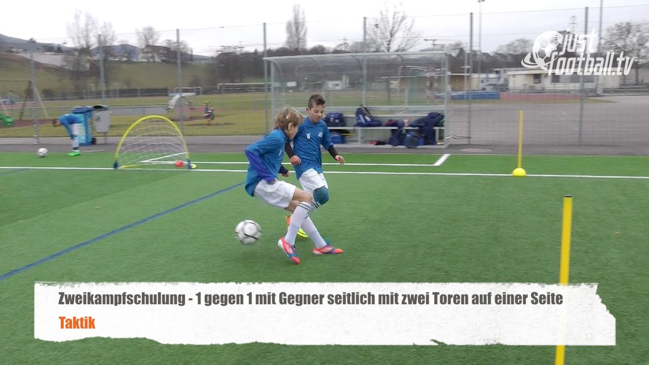 Fussballtraining: Seitliche Tore mit Gegner seitlich - Zweikampfschulung - Taktik