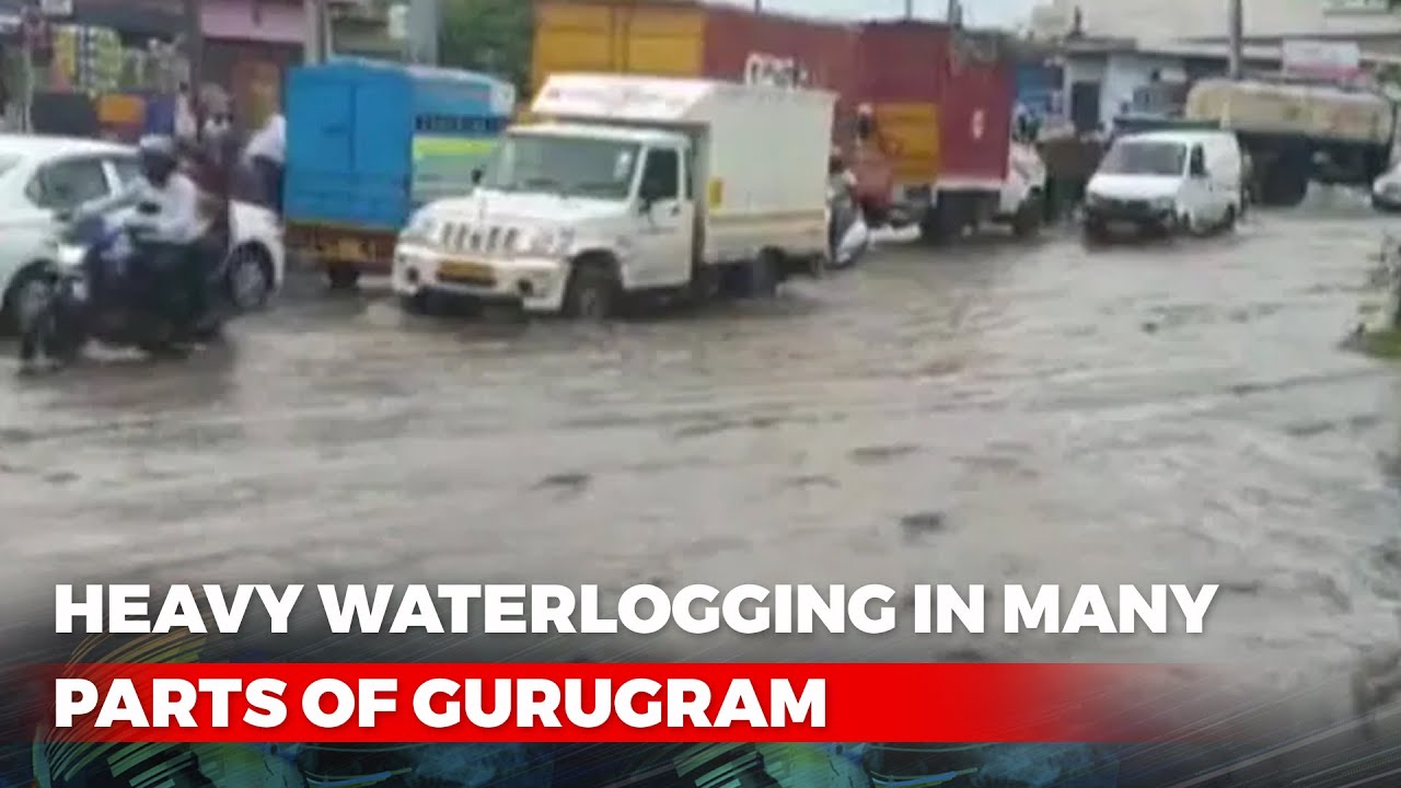 Heavy Waterlogging In Many Parts Of Gurugram After Heavy Rains