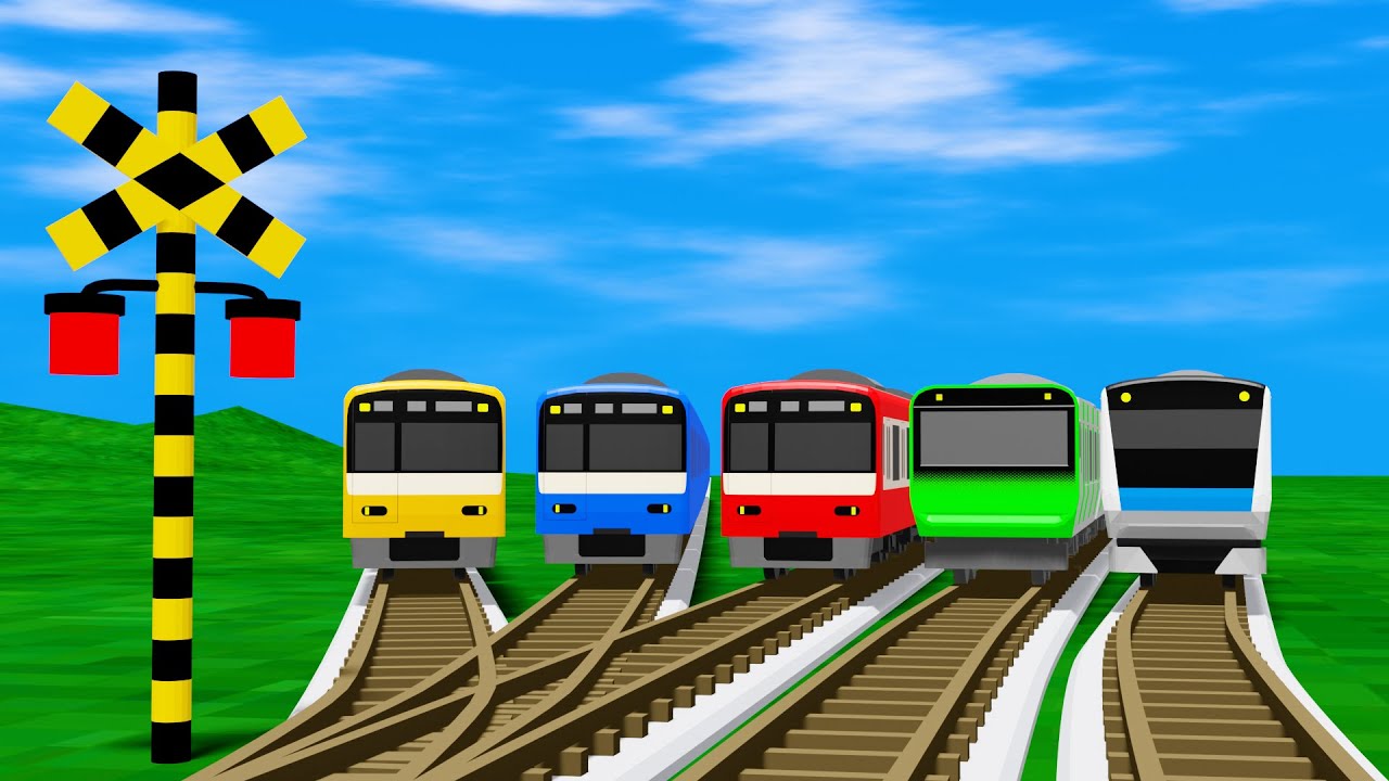 【踏切】でこぼこ線路を走る京急や山手線の電車【カンカン】 | 踏切アニメ Railroad Crossing Animation