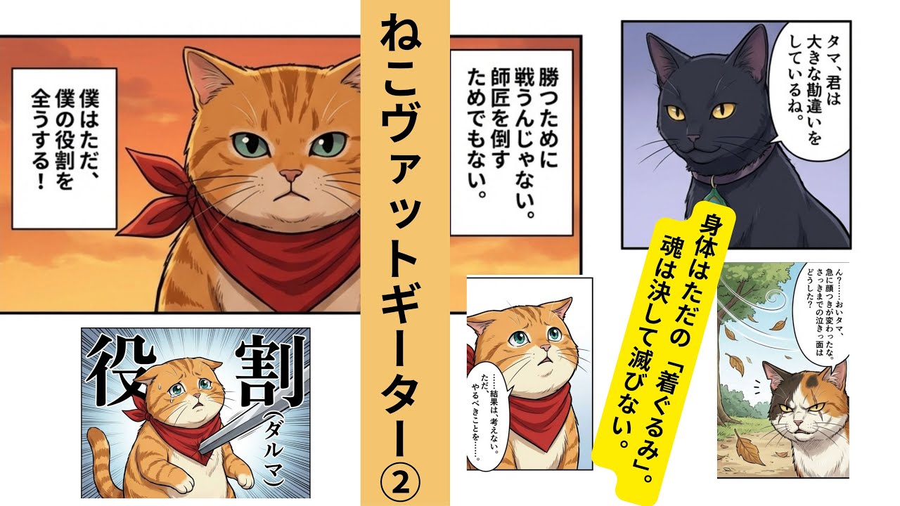 【スカッと哲学漫画】『ねこヴァッド・ギーター②』『第２話「魂の毛づくろい」』#ねこヴァッドギーター #漫画動画 #哲学 #インド哲学 #バガヴァッドギーター #死生観 #猫漫画 #ビジネス #自己啓発
