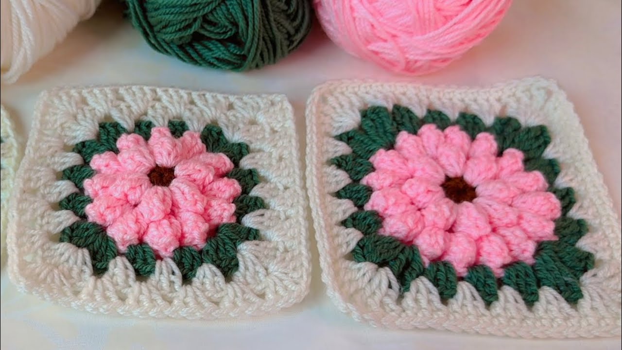 How to Crochet a Popcorn Flower GrannySquare | EASY Step by Step Tutorial. 