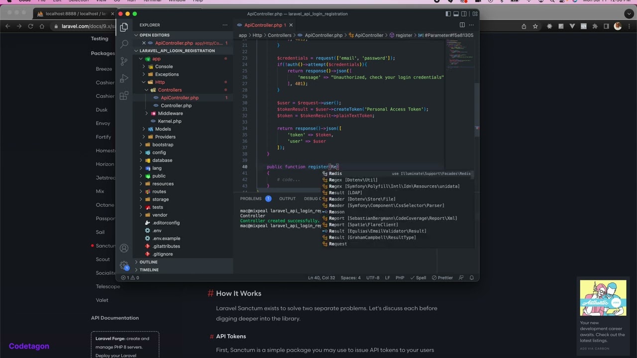 Developing Login & Registration API using Laravel Sanctum