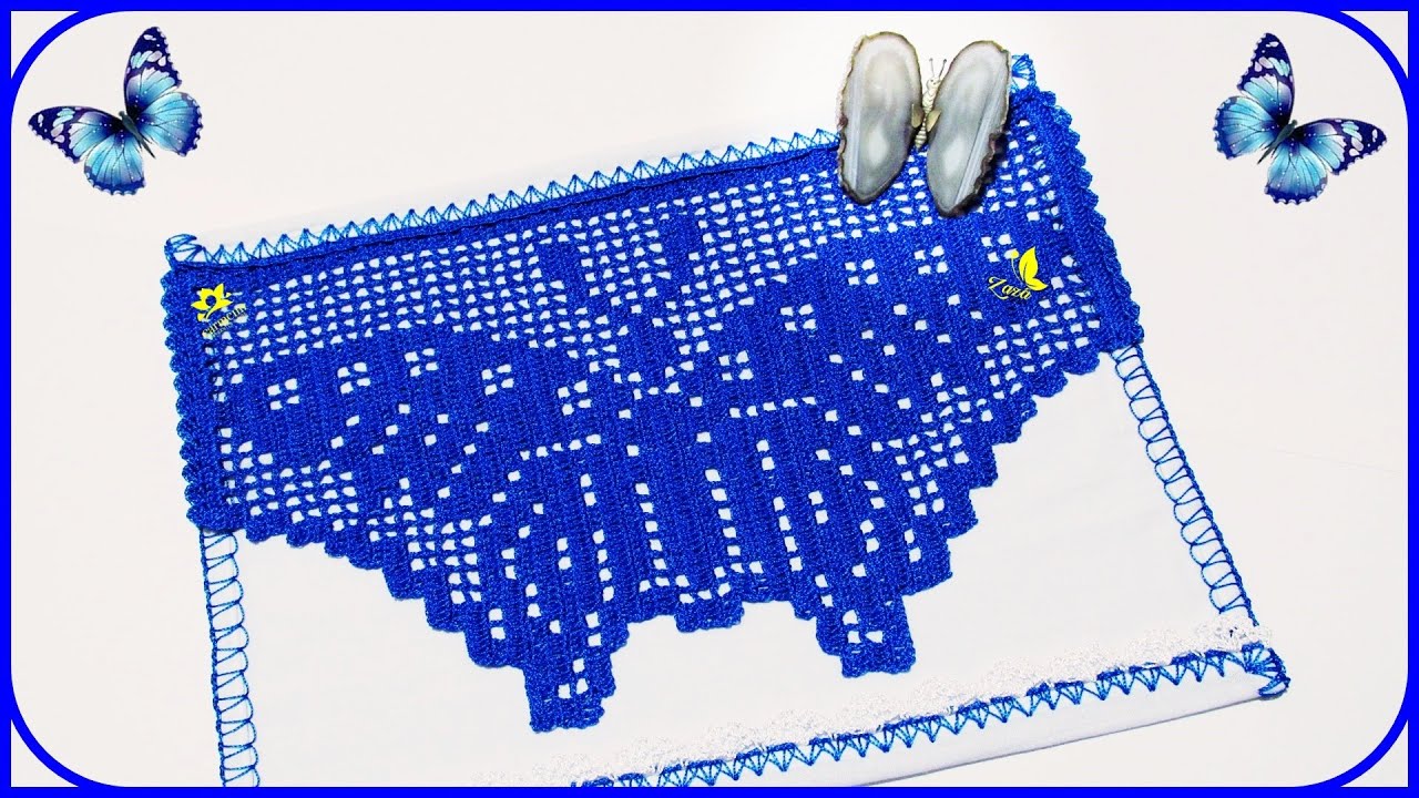 BARRADO EM CROCHÊ FILÉ BORBOLETA AZUL @ZAZÁSÎLVÁCROCHÊ