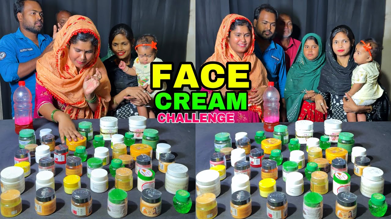 Face Cream Bottle Flip Challenge With Family Game #facecream #funny #challenge