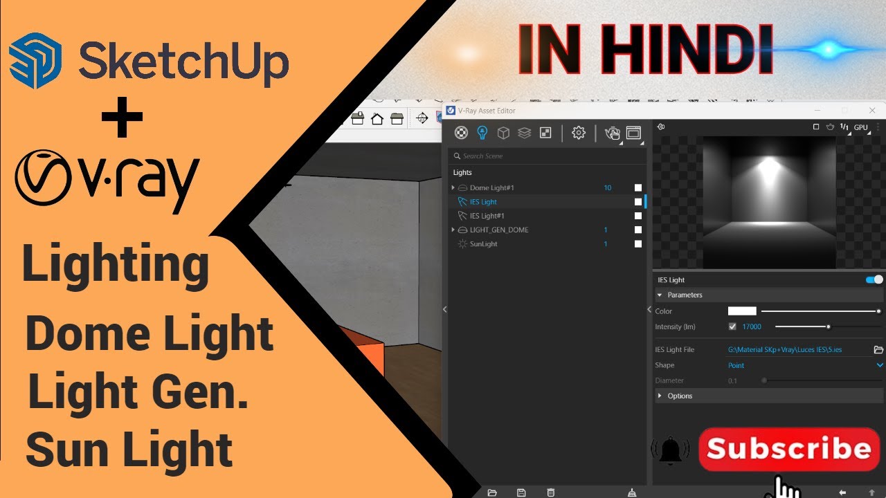 V-ray for SketchUp || Vray Lights || IES Light || Dome Light || Sun Light Setting || Light Gen