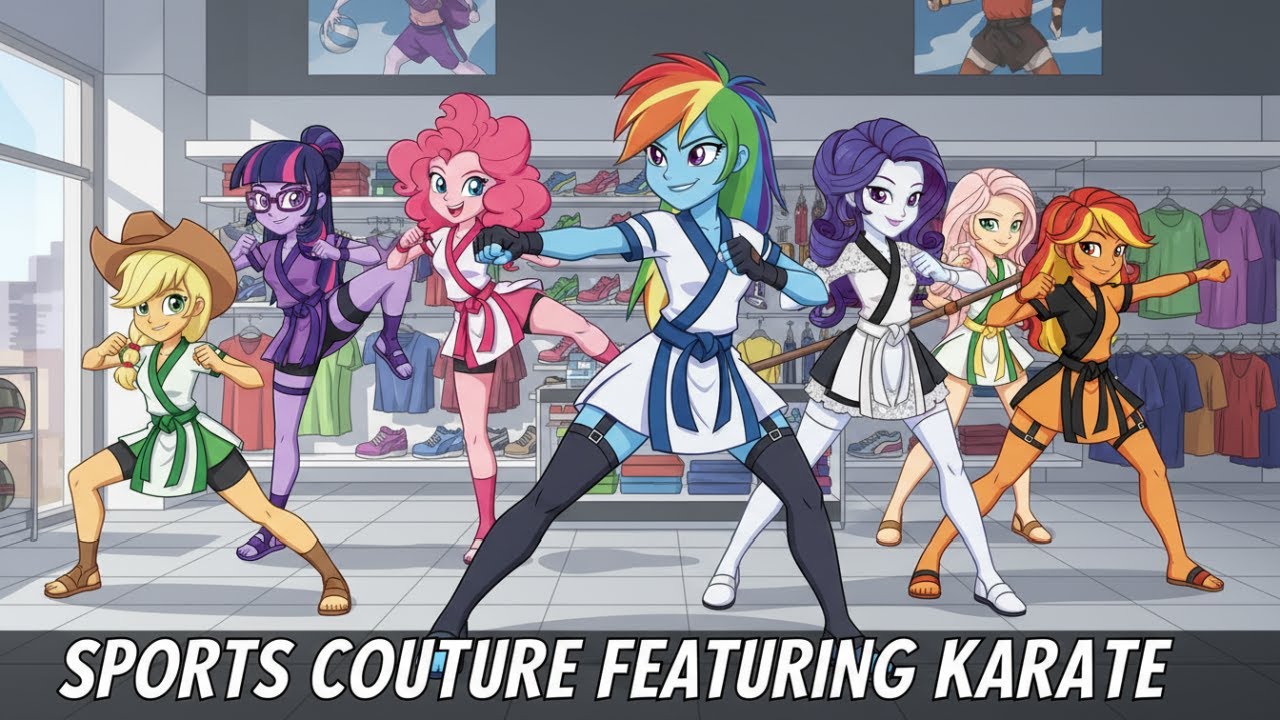 Equestria Girls Sports Couture Featuring Karate Rainbow Dash Fashion Fandom Song AI Generated