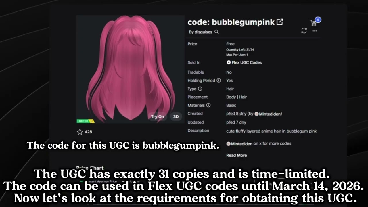 Free BubbleGum Pink Hair UGC