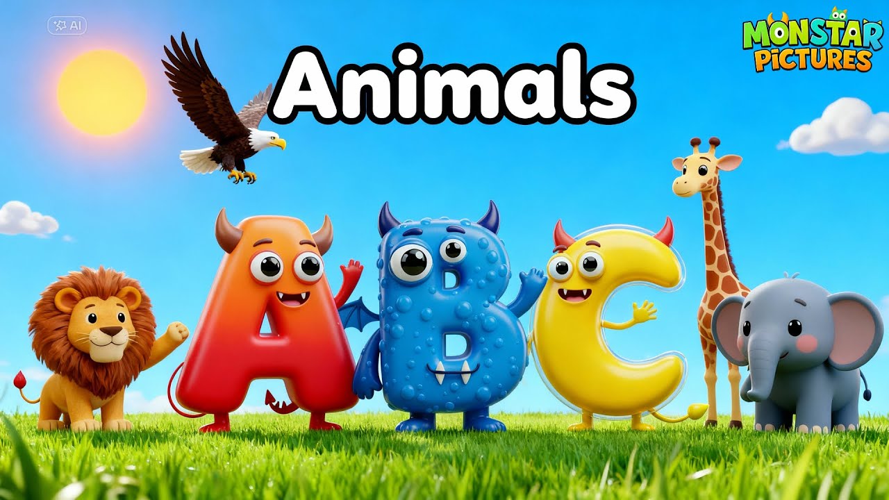 Animals ABC Compilation – 12 Minutes Alphabet Song A to Z with Cute Monster Friends
