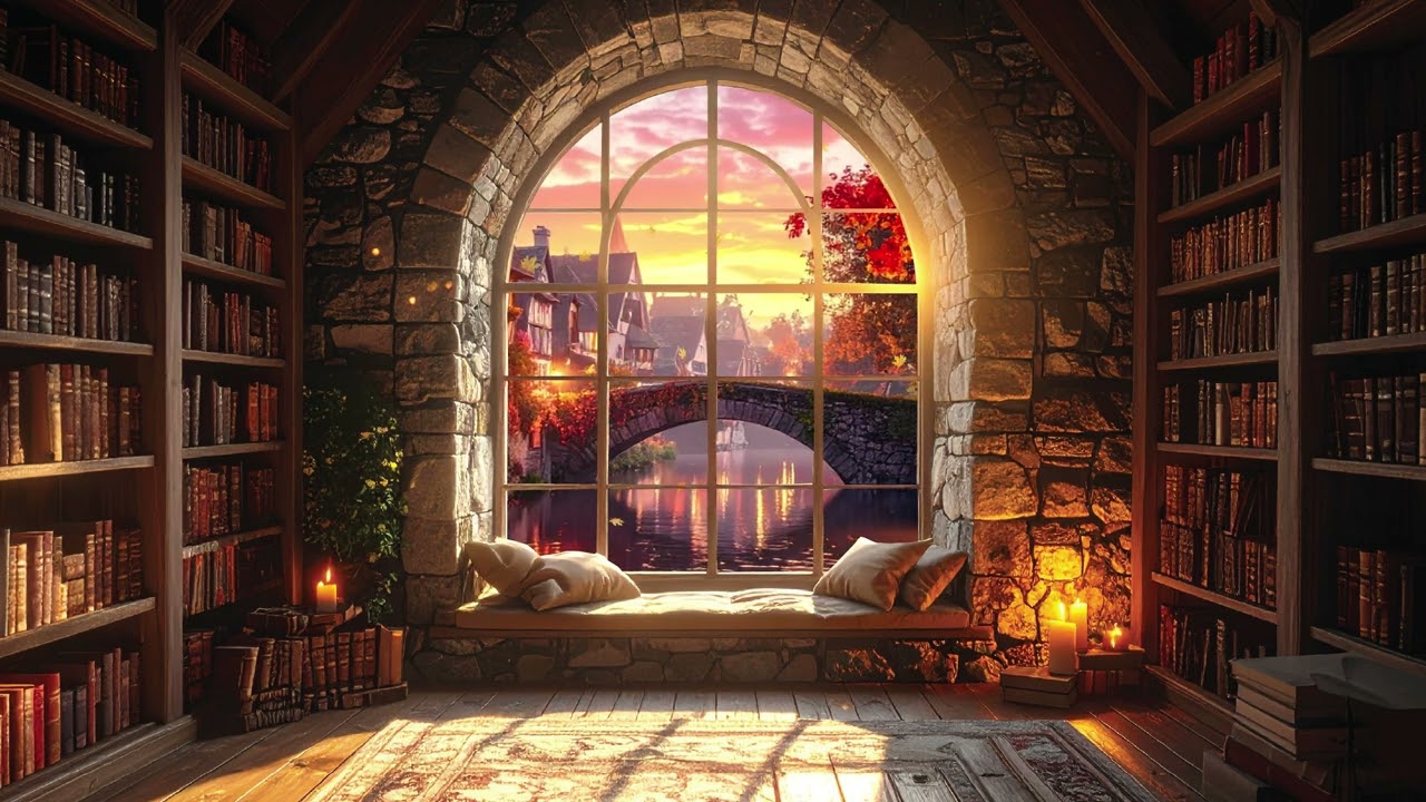Golden Hour Through a Medieval Window 🍁 | Relaxing Autumn Fantasy Ambience