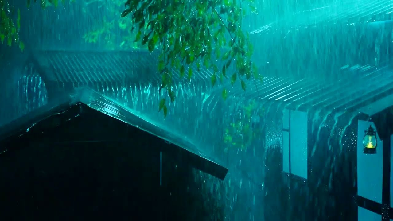 Fall Asleep Fast in 5 Minutes with Pouring Rain on Tin Roof and Powerful Thunderstorm All Night Long