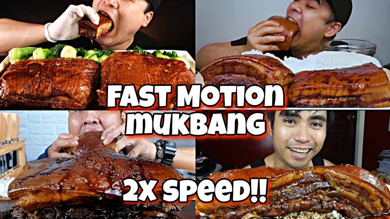 2x speed!🔥ASMR BRAISED PORK BELLY ADOBO Eating Mukbang🤤FASTMOTION Satisfying pork Eating compilation