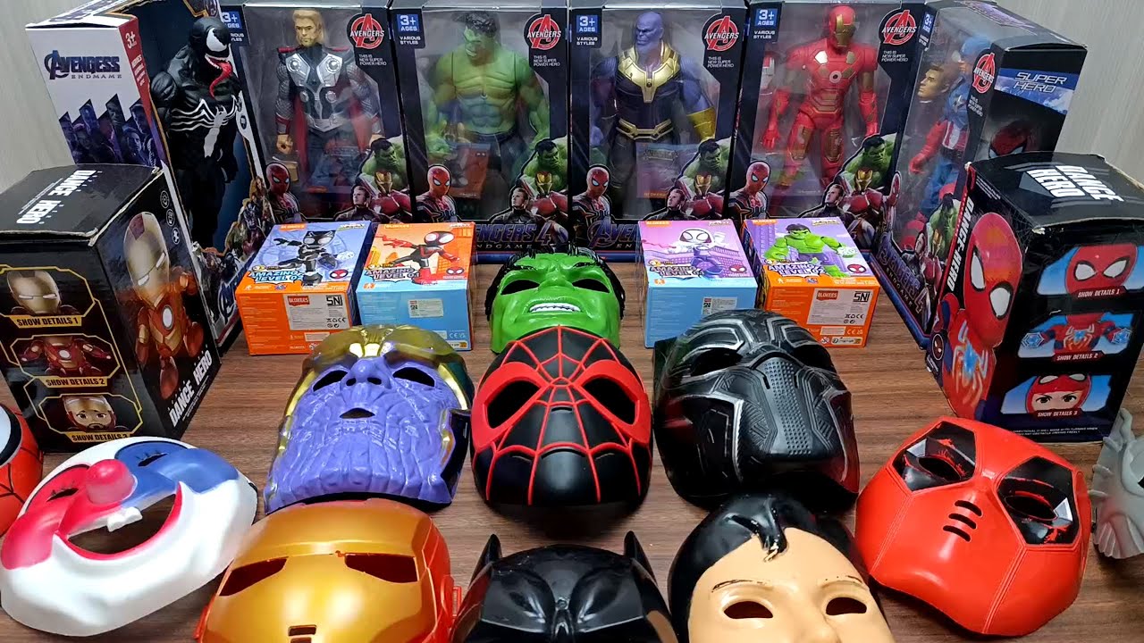 assemble superhero ironman spiderman deadpool superman spider gween badut toys unboxing video