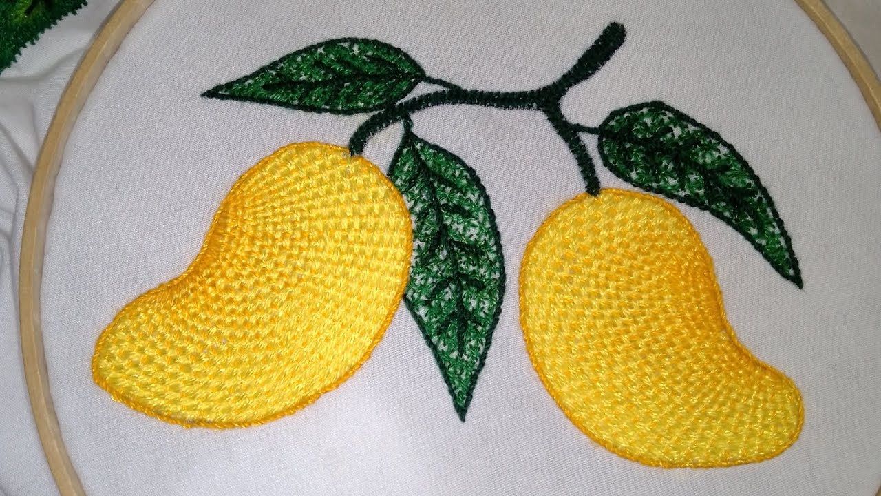 Hermosa puntada de petatillo en abanico para bordar un mango 🥭🥭🥭 bordado fácil!!!!