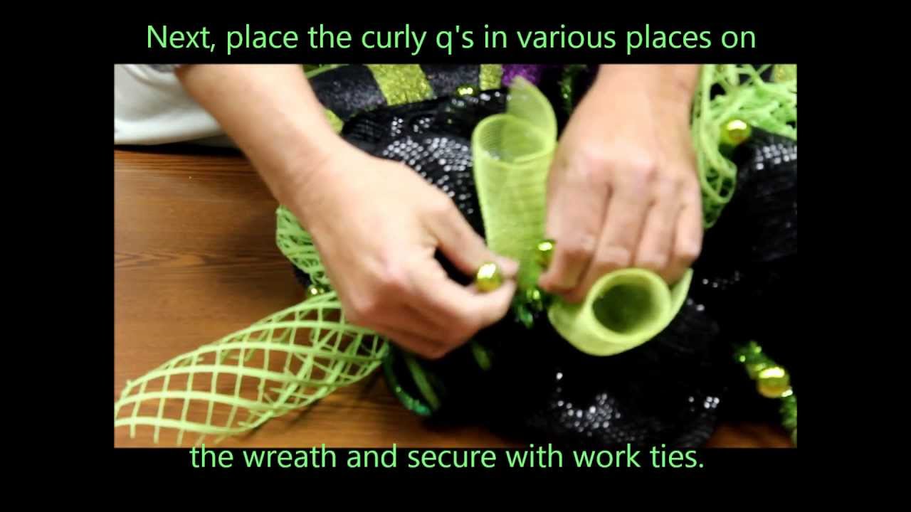 Lime Green / Black Halloween Wreath