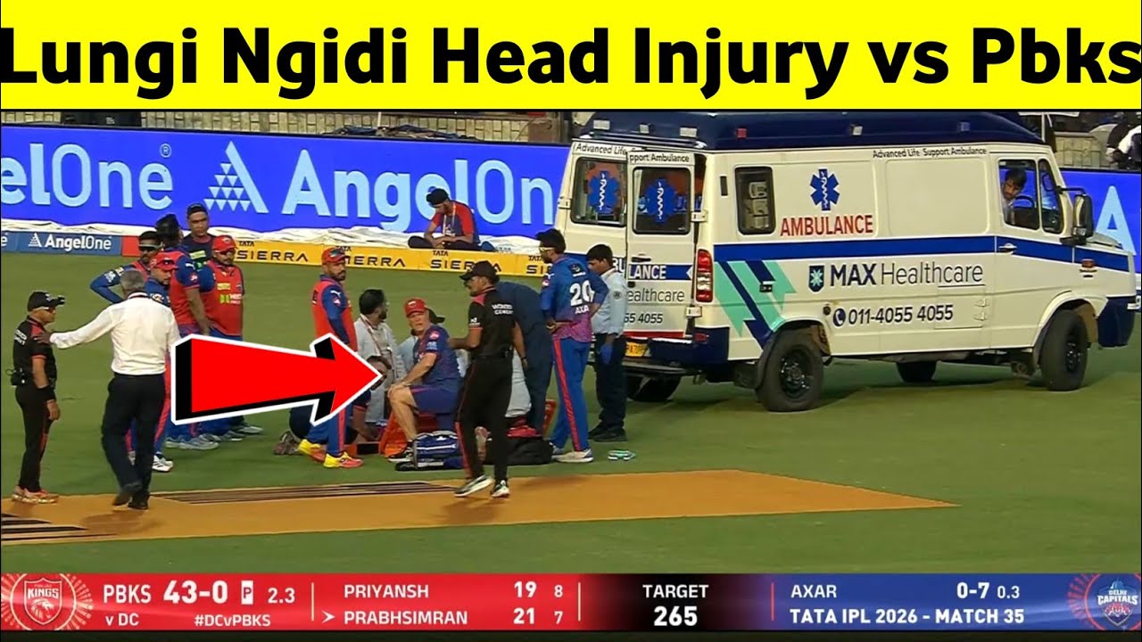 Lungi Ngidi Injury Today, Lungi Ngidi Head Injury vs Pbks, Lungi Ngidi Injured Video