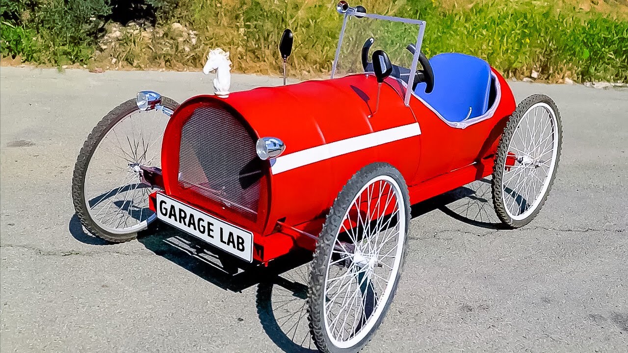 I made Vintage racing car from Metal Barrel and Bicycle parts. DIY Catamaran