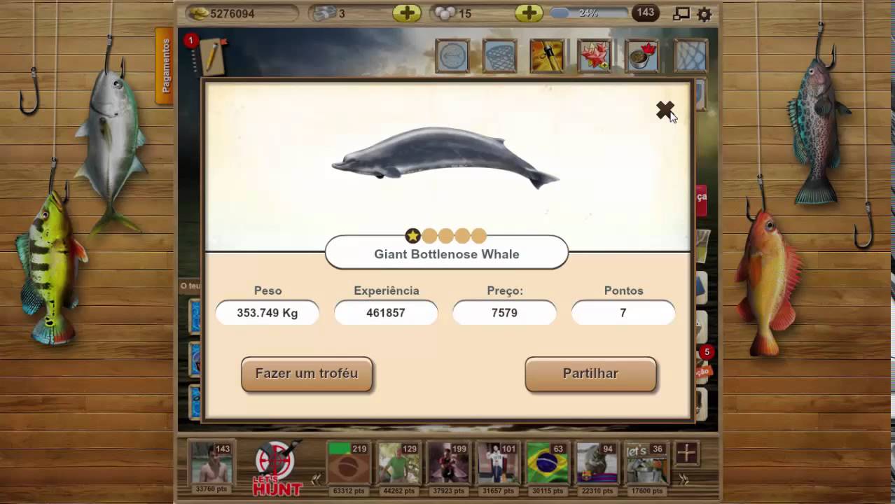 upando de level rapído no jogo let's fish