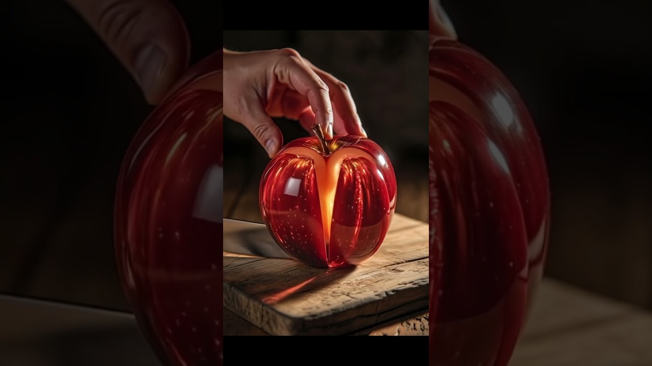 Slicing a Glass Apple &ndash; 8K ASMR Style 🍎🔪 #asmr   #8k  #cinematic