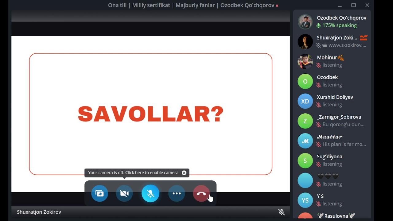 Ona tili milliy sertifikatdan vebinar