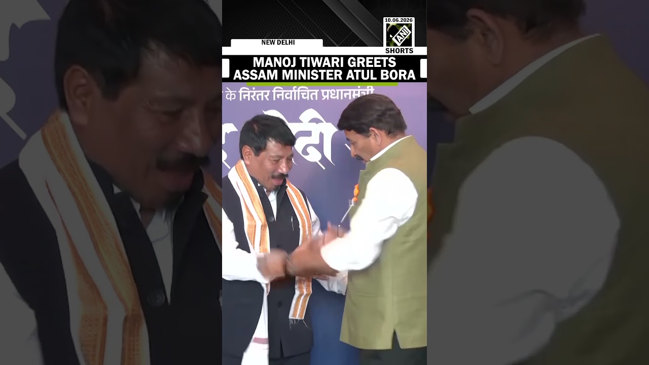 Manoj Tiwari Greets Assam Minister Atul Bora at NDA Meeting