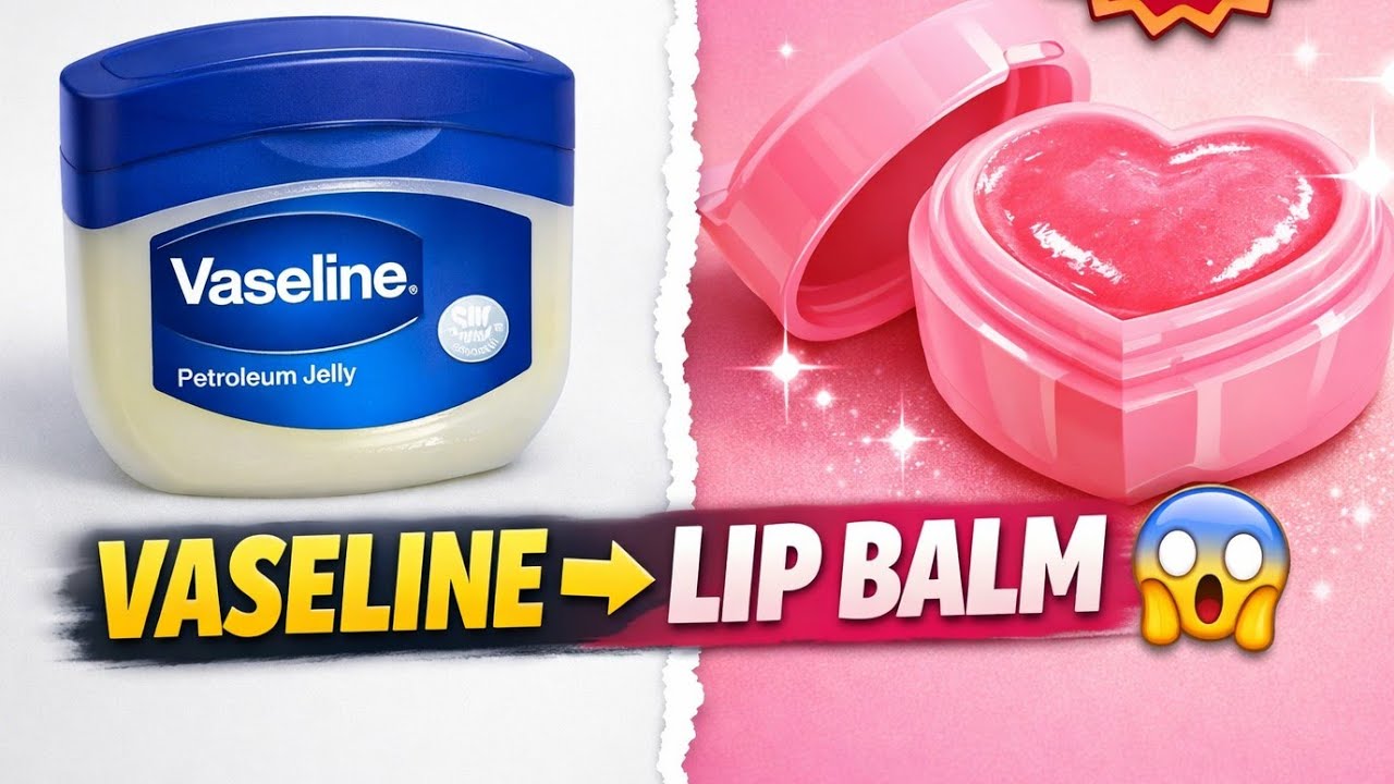 Vaseline Lip Balm DIY 💕 Soft & Glossy Lips. #homemade #youtube #trending #viral #artist 