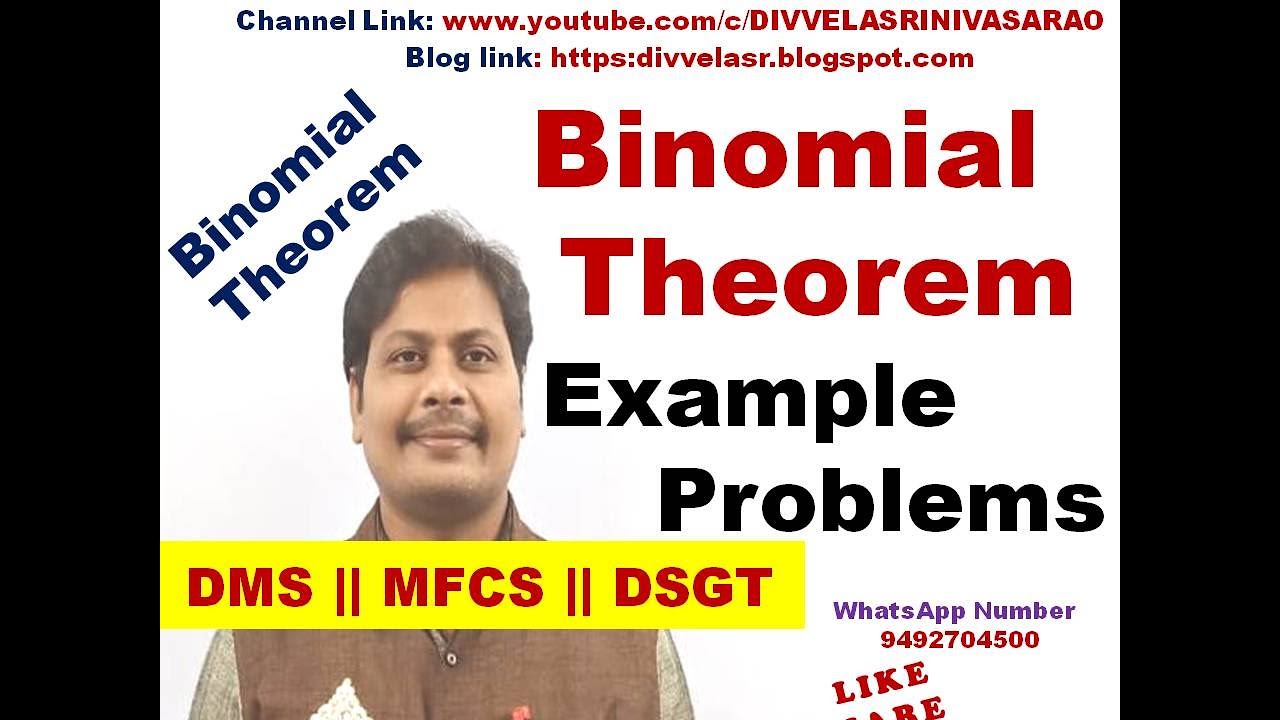 Binomial Theorem with Example Problem || Binomial Theorem || Binomial expansion || DMS || MFCS ||