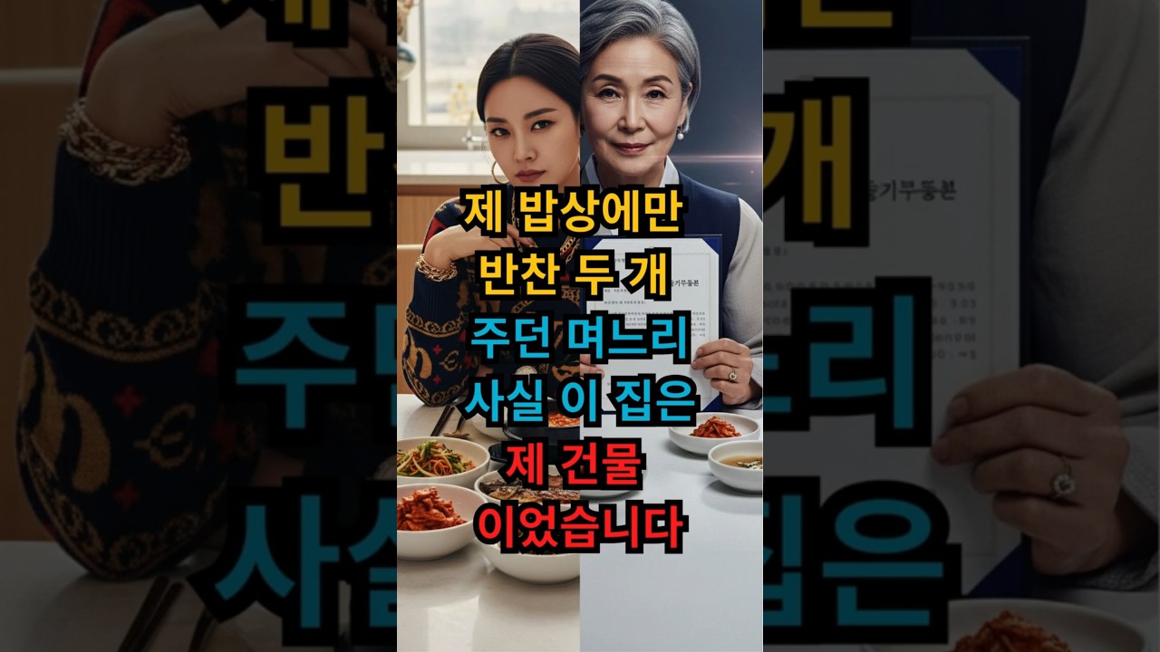 제 밥상에만 반찬 두 개 주던 며느리&hellip; 사실 이 집은 제 건물이었습니다.#시어머니사5070#며느리갈등#반전스토리#사이다영상#시월드#고부갈등#부동산반전#통쾌한복수#가족사연