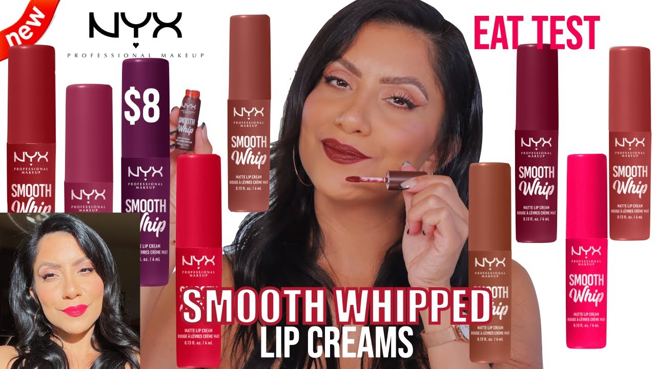 *new* NYX SMOOTH WHIP BLURRING MATTE LIP CREAM + NATURAL LIGHTING LIP SWATCHES & EAT TEST | MJ