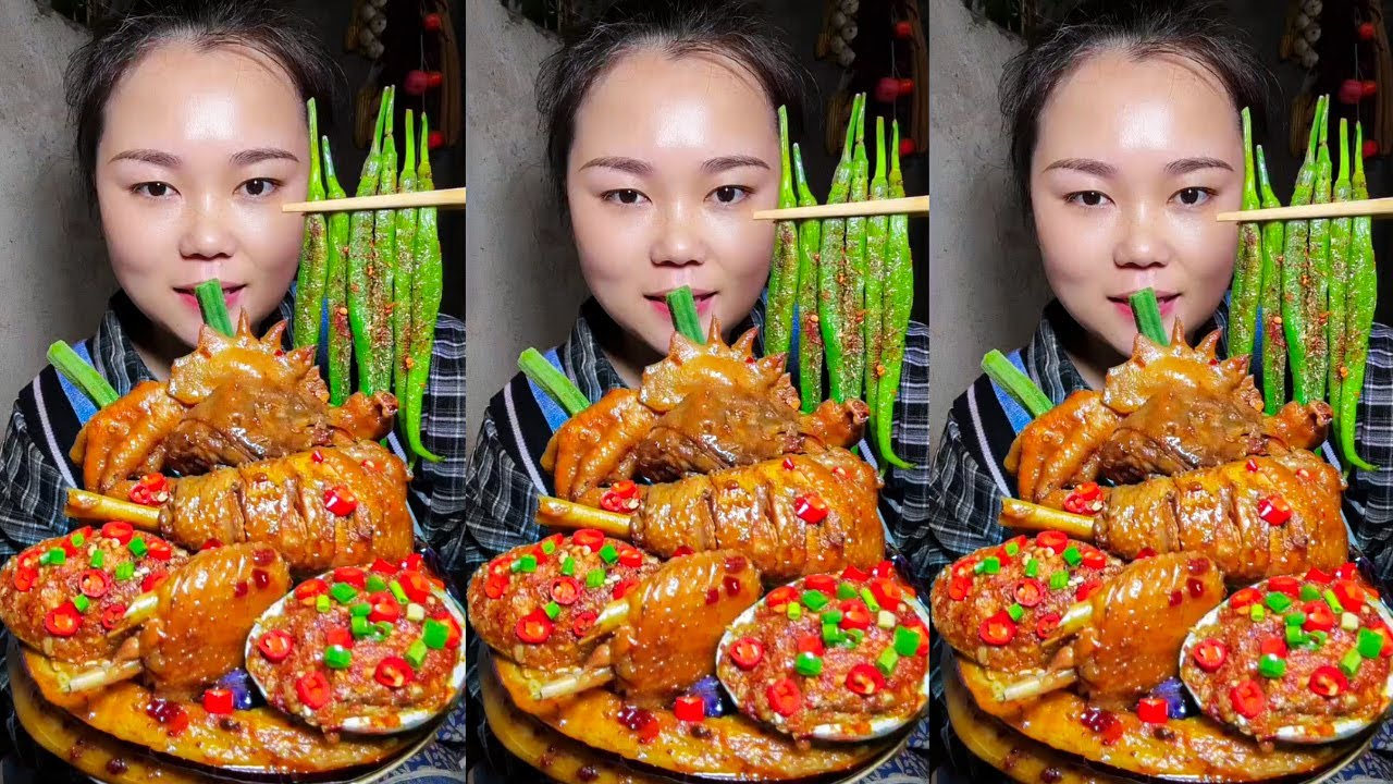 Chinese Rural Food Feast! Braised Chicken & Spicy Oyster Eating Show 😋