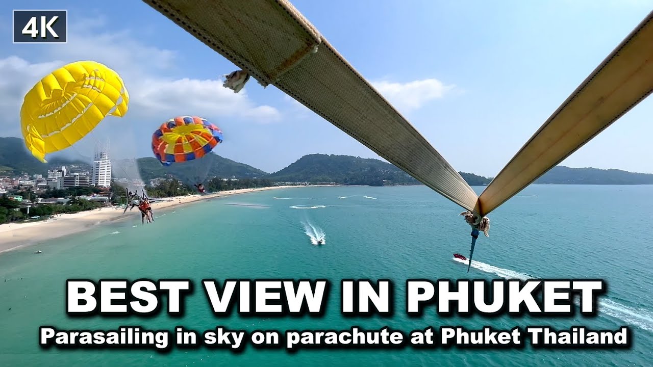 【🇹🇭 4K】Parasailing tandem over ocean at Patong Beach BEST VIEW in Phuket