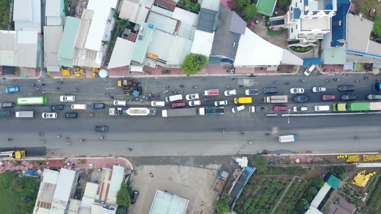 Mở rộng Quốc Lộ 50: Flycam Cập nhật thi công- tình hình giao thông sáng 25 tết #quoclo50 #cauongthin